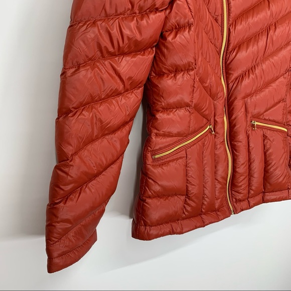Kenneth Cole Reaction Russet Orange Down Filled Jacket Puffer Coat Fall Winter - Picture 4 of 16